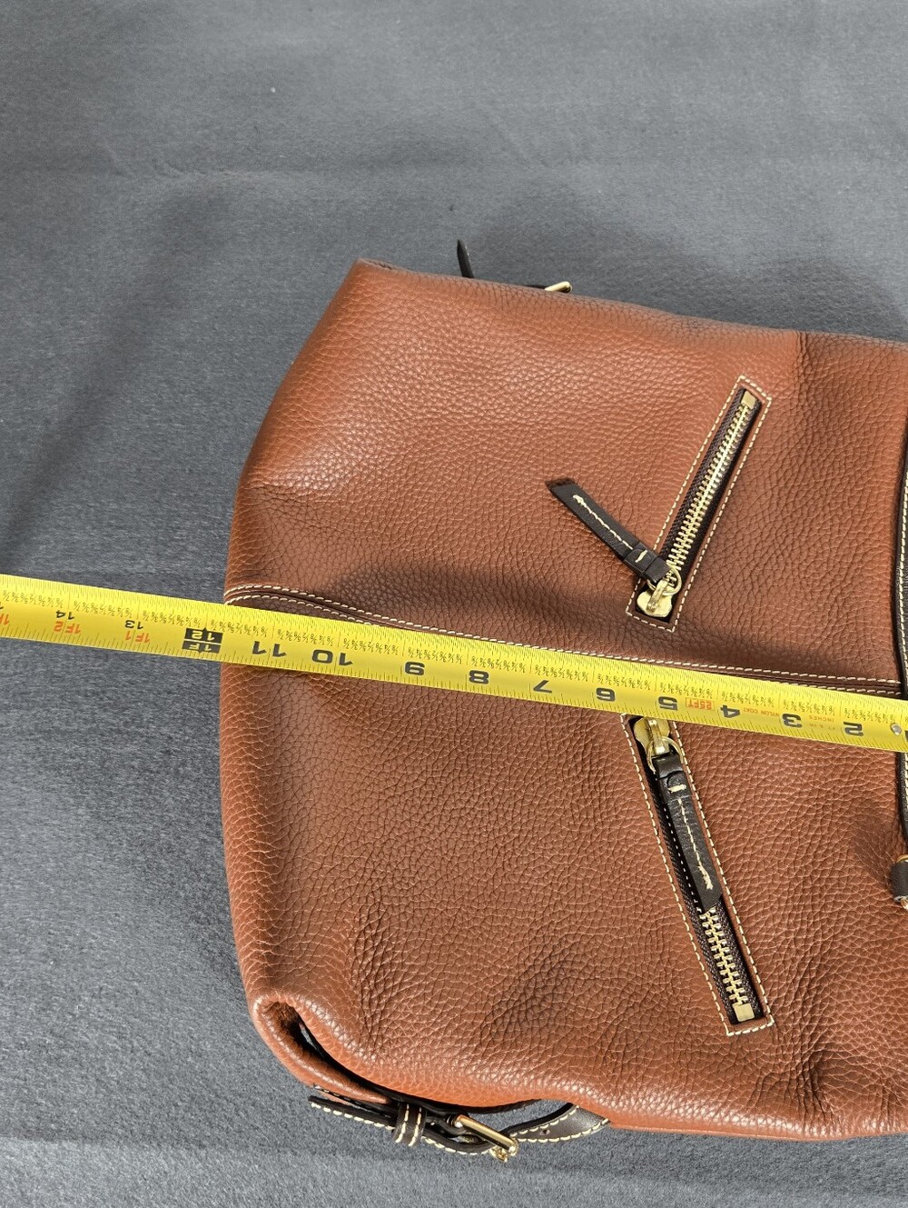 Dooney & Bourke Chestnut Brown Pebbled Leather Tote with Dark Trim - Picture 10 of 12